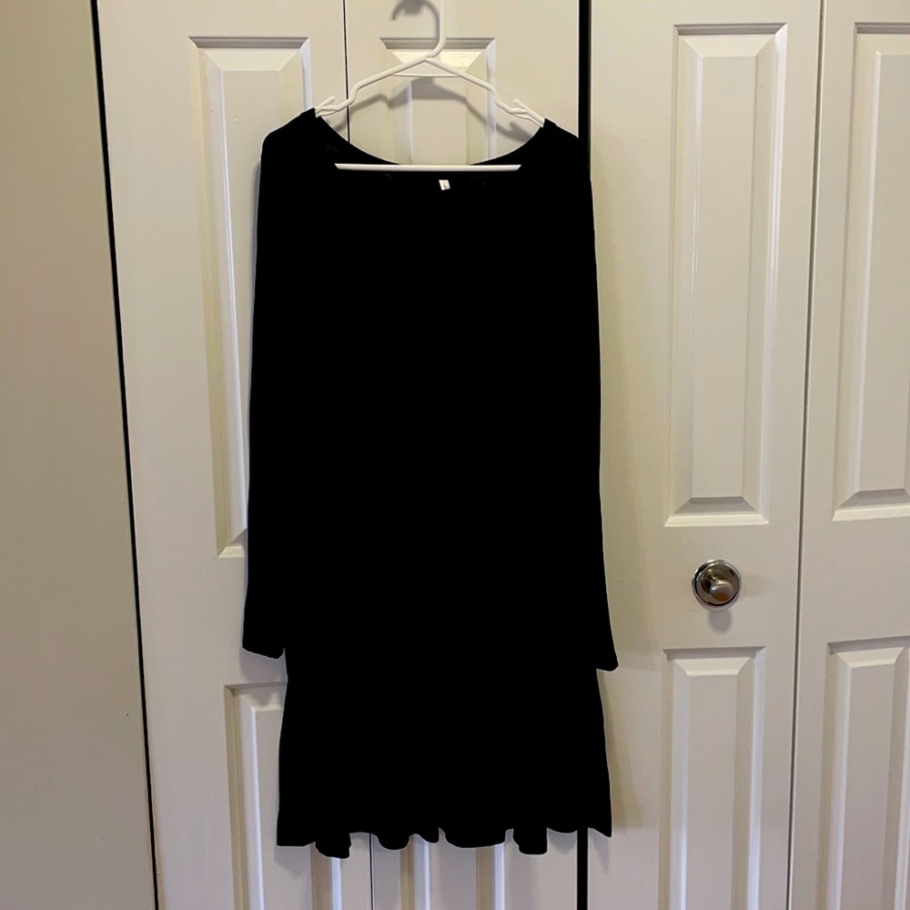 Black Long Sleeve Swing Dress